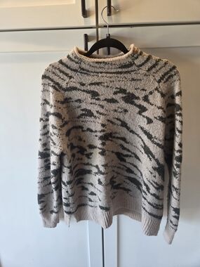Madewell Cream and Black Patterned Knit Sweater